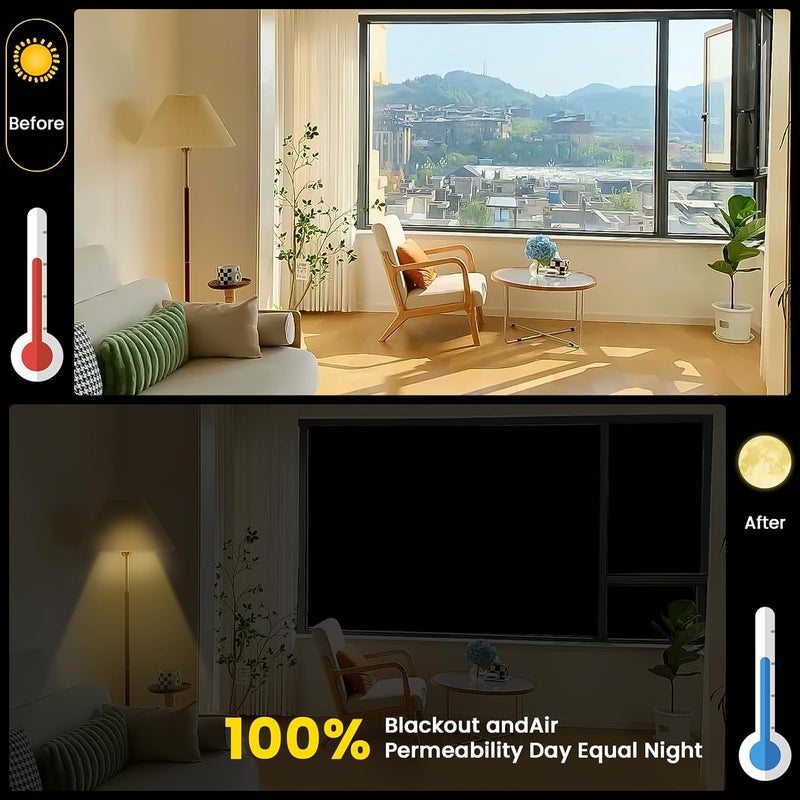GLICPIX 100% Blackout Blinds with Stickers 118" x 59" Blackout Curtains for Bedroom Window Blinds No Drill Thermal Insulated and Block UV for Bedroom,Baby Nursery, RV,Media Room or Travel, Black - Image 4